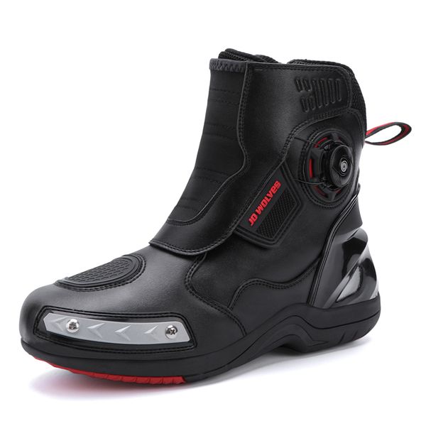 Stiefel Männer Motorrad Stiefel Schuhe Mikrofaser Leder Wasserdicht Schnell Schnürung Professionelle Botas Moto Hombre Bota Motociclista 230825