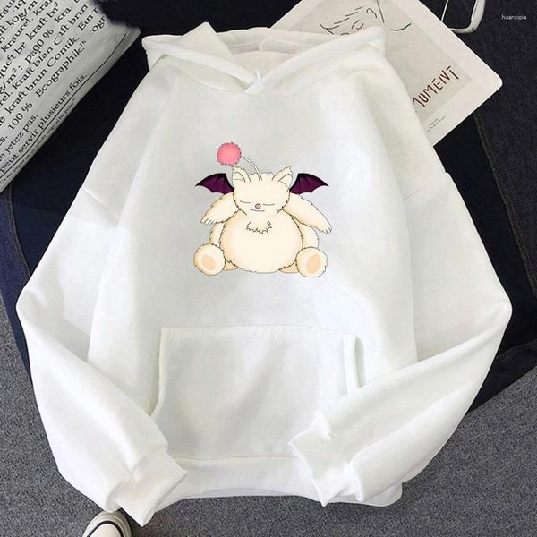 Felpe con cappuccio da uomo Final Fantasy XIV Moogles Cartoon Graphic Men Felpe con stampa animale carina Maniche lunghe Pullover autunnali casual