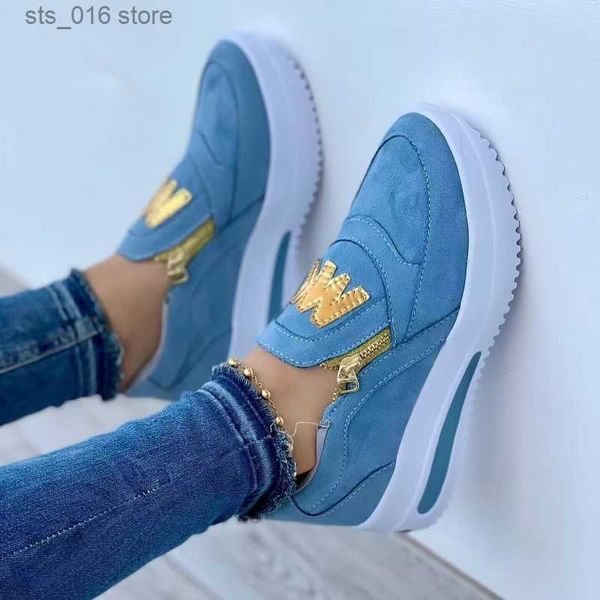 Scarpe eleganti Donna Autunno Sneakers Casual Doppia M Stampata Piattaforma con cerniera laterale Scarpe Donna Scarpe vulcanizzate Zapatillas De Mujer Scarpe donna T230826