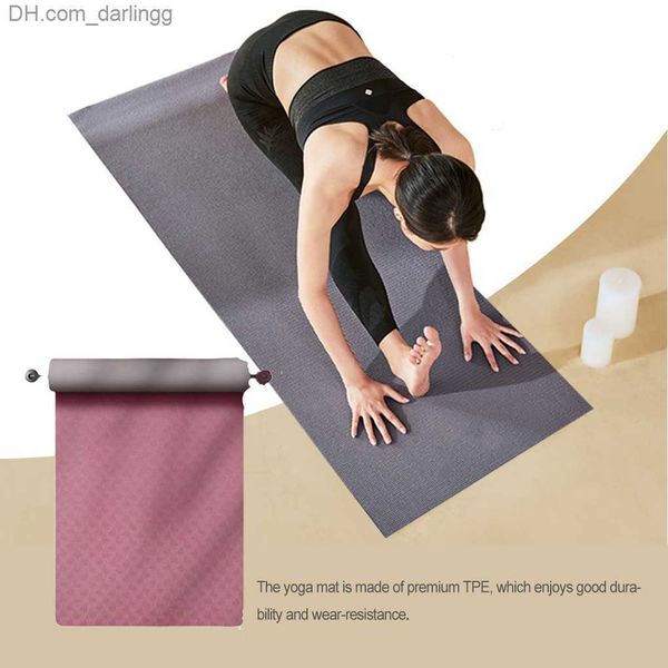 Tappetino yoga fitness antiscivolo campeggio meditazione antiscivolo danza copertura spessore 6 mm con cinghie di trasporto per principianti Q230826