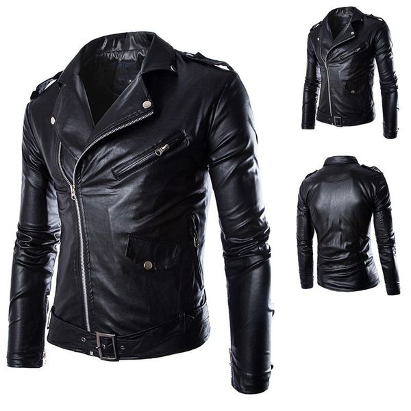 Jaqueta masculina de couro falso couro PU jaqueta de couro homens zip lapela gola britânica punk rock outwear casacos vintage inverno grosso quente casual jaquetas de motocicleta 230825