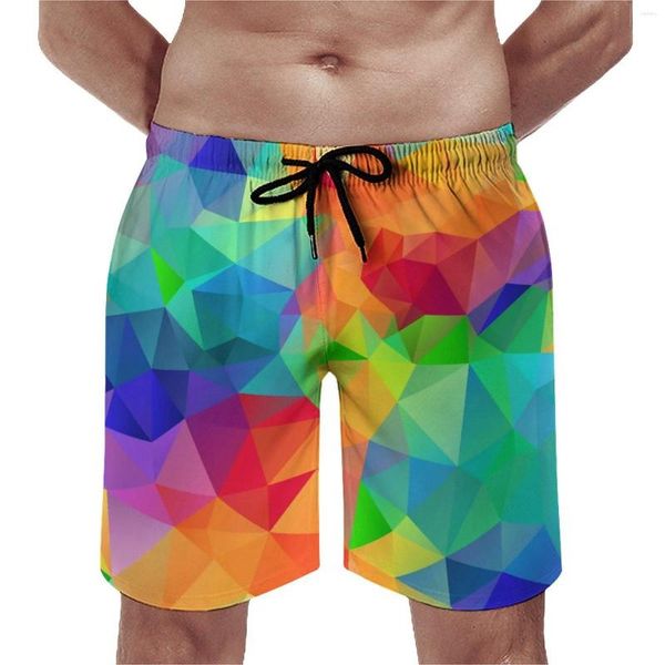 Pantaloncini da uomo Summer Board Print Running Surf Modello poligonale colorato Moda da spiaggia Costume da bagno ad asciugatura rapida Taglie forti