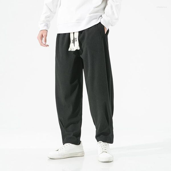 Calças masculinas 2023 outono homens estilo chinês veludo vintage harem harajuku calças soltas masculino retro casual