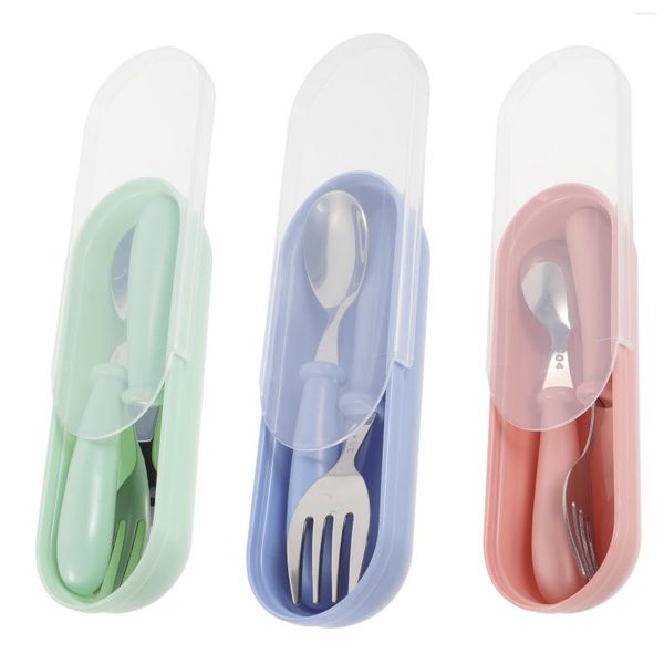 Forks 3 conjunto de metal criança comendo suprimentos presente bebê colher abs alimentação colher criança treinamento auto