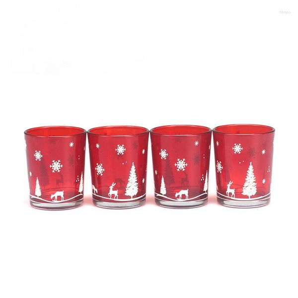 Castiçais de vidro de Natal Copo vazio Floco de neve Elk Big Red Home Decor