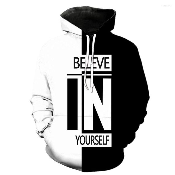 Herren Hoodies Believe In Yourself Hoodie Streetwear Hip Hop Harajuku Sweatshirts Rundhals Herren Weiß Pullover Mode Kleidung Top