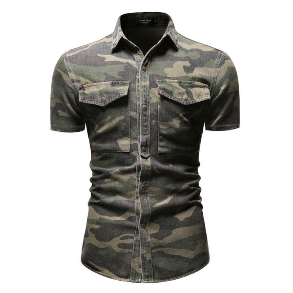 Camicie eleganti da uomo Camicia mimetica militare estiva Giacche a maniche corte Outdoor Streetwear Tasche larghe Cargo Uomo 230826