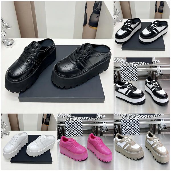 Muffin sola grossa tênis designer plataforma sapatos casuais femininos de luxo qualidade superior couro preto branco rosa tênis moda sapatos