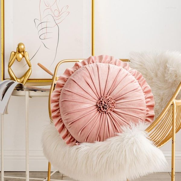 Travesseiro macio veludo almofadas confortáveis apoio lombar volta rosa cadeira decoração casa flor