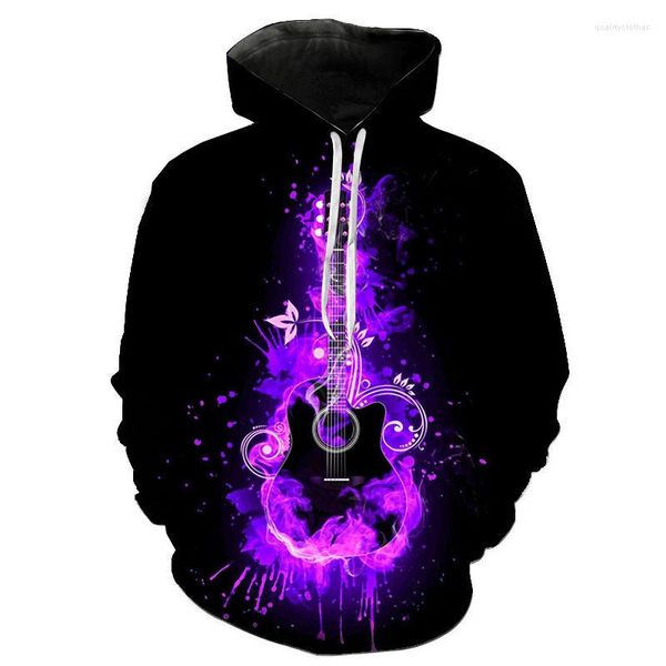 Erkek Hoodies Erkekler Kadın Çocuklar Gitar Sweatshirt 3d Baskılı Külkü Uzun Kollu Sokak Giyim Sıradan Hoody Boy Kız Çocuk Tops