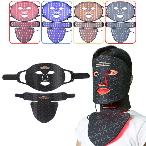 Yüz Masaj Kablosuz 3D Silikon Led Yüz Boyun Maskesi 480 Lamba Boncukları Kızılötesi Hafif Pon Maskesi Cilt Gençasyon Aniance Büzülme Gözenekleri 230826