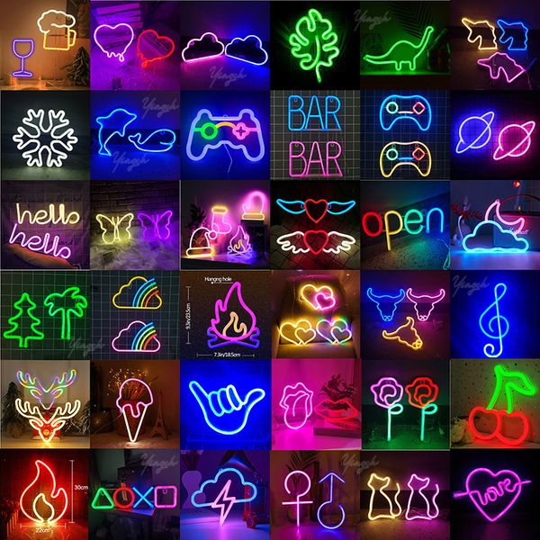 Oggetti decorativi Figurine Commercio all'ingrosso Insegna al neon Luce Lampada a LED personalizzata Luci notturne Amore Cuore Gioco Bar Decorazione della stanza Compleanno Festa di nozze Negozio Regalo per bambini 230826