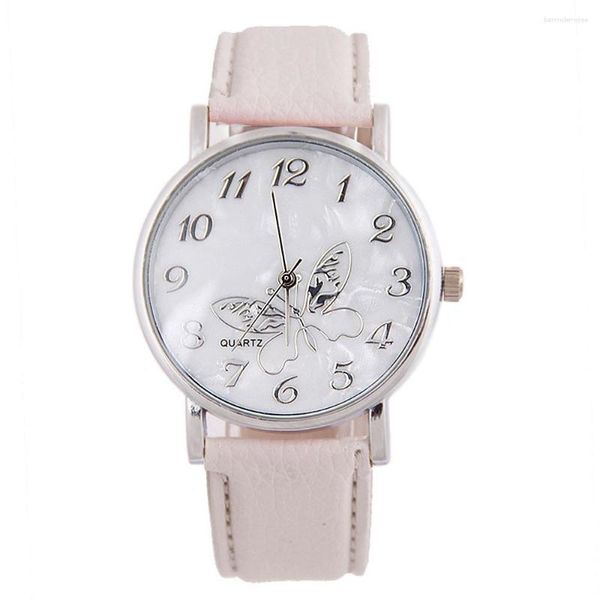 Orologi da polso Moda Farfalla Orologi da donna 2023 Semplice orologio al quarzo marrone Orologio da donna in pelle vintage Reloj Relogio Femin