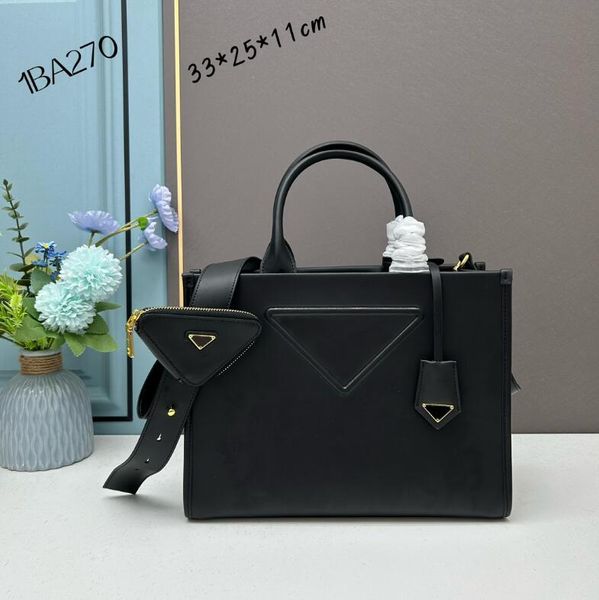 Borsa a tracolla in pelle Saffiano di alta qualità 2 pezzi borsa a triangolo effetto crosshatch finitura cerata fodera in Re-Nylon 100% pelle di mucca borsa di lusso designer tote1BA270