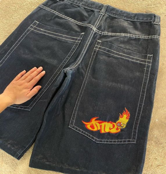 Shorts masculinos retro denim shorts homens verão versão coreana rua harajuku cintura alta botão fino em linha reta perna larga calças de cinco pontos y2k 230826