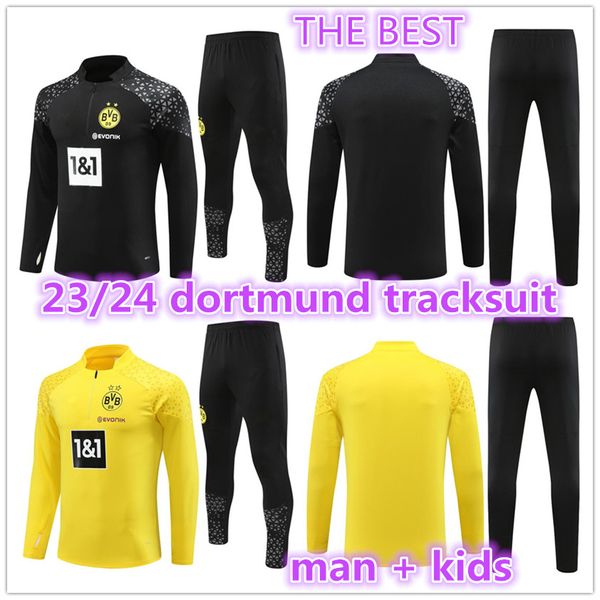 22 23 24 Borussia Yetişkin Takip Ceket Futbol Setleri Yarım fermuarlı Dortmunds Çocuklar Eğitim Takım Futbol Seti Hayatta Kalma 2023 2024 Erkekler Çocuklar ve Erkek Terzini