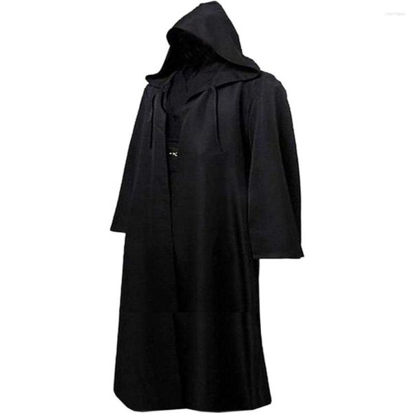 Homens Trench Coats Homens Crianças Túnica Com Capuz Robe Manto Cavaleiro Cosplay Traje Assistente Vampiro Capa Monge Fantasia Halloween Sólido