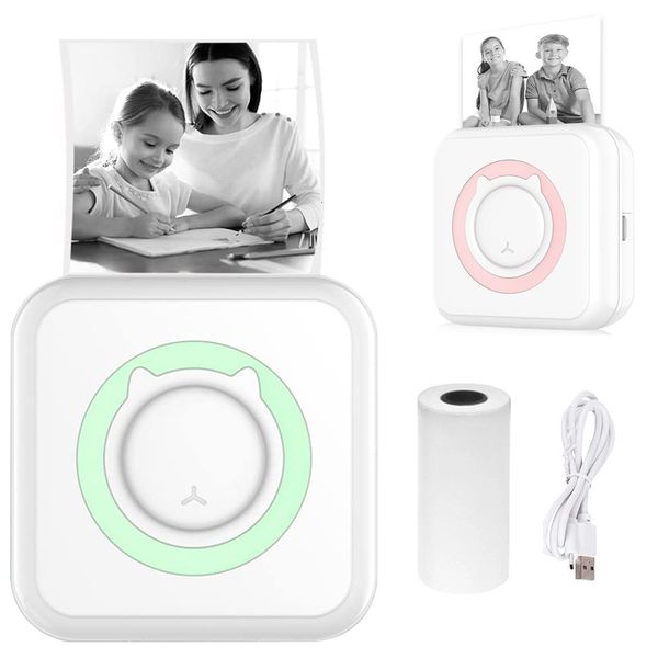 Câmeras de brinquedo Mini Impressora de Etiqueta Térmica Bolso Inteligente Portátil Po para Telefone Sem Fio Bluetooth Adesivo Miniprint W Papel de Impressão 230826