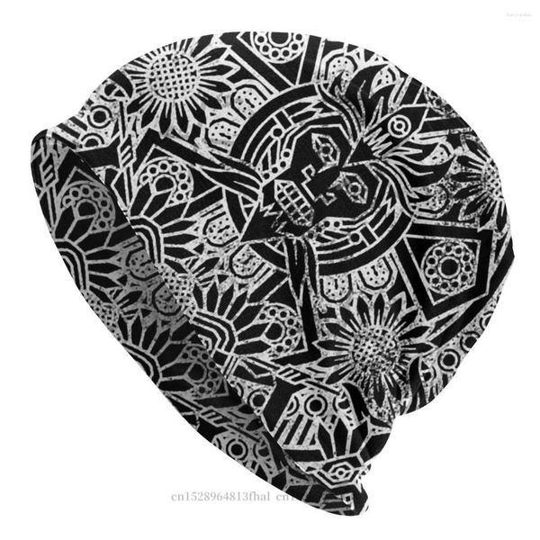 Berets Mayan Aztec Calendar Skullies Beanies Caps мексиканские расстроенные тонкая шляпа Осень весенняя капота шляпы мужчины женские уличные лыжные кепку