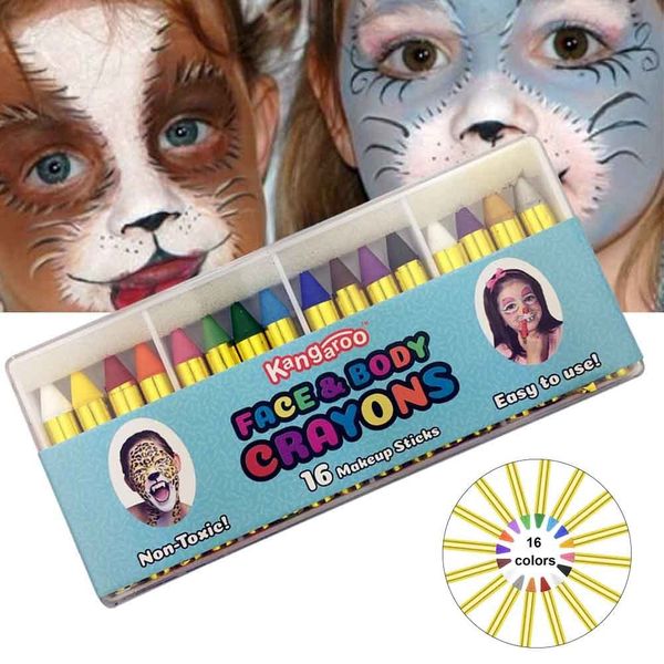 Body Paint Face Paint Crayons Kit Corpo Papelaria Splicing Estrutura Lápis 16 Cores Festival Para Crianças Presentes Festa Maquiagem Cosplay Show 230826