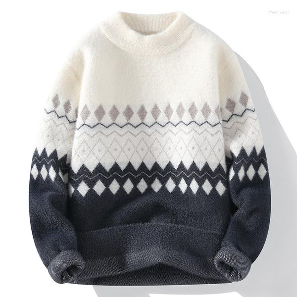 Erkek Sweaters Sonbahar tarzı yüksek kaliteli moda trend kazak rahat rahat sıcak erkekler elmas desen boyutu m-3xl