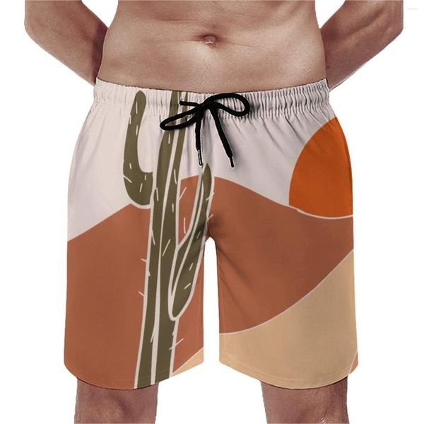 Herren-Shorts, Cartoon-Wüstenbrett, Sommer, Sonne, Ecke, Kaktus, lässig, Strand, kurze Hosen, Herren, Sportbekleidung, schnell trocknend, individuelle Badehose