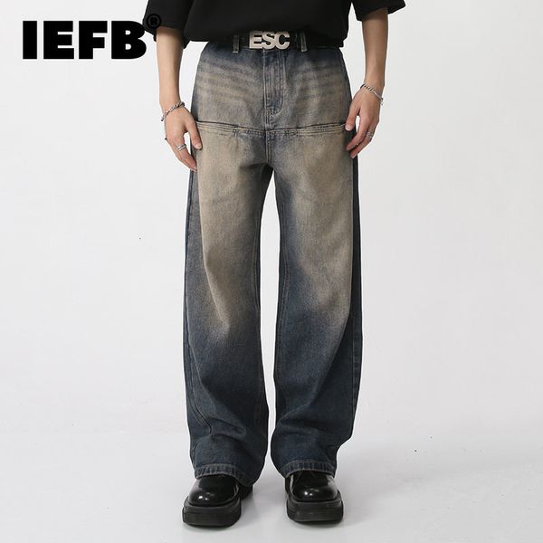 Jeans da uomo IEFB Abbigliamento da uomo Primavera Vintage Jeans lavati maschili Vita alta Tasca frontale Pantaloni larghi dritti a gamba larga Moda 9A7457 230827