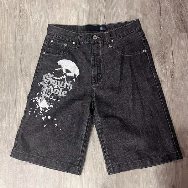 Shorts masculinos vintage solto joelho calças praia verão moda casual y2k hip hop denim shorts harajuku punk rock ginásio masculino shorts 230826