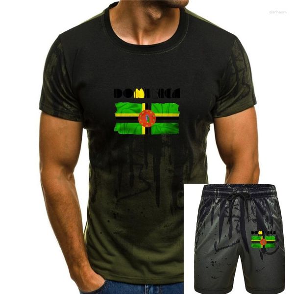 Trainingsanzüge für Herren mit Dominica-Flagge – weißes T-Shirt, Urlaubsdesign, Herren, Damen, Kinder, Babygrößen