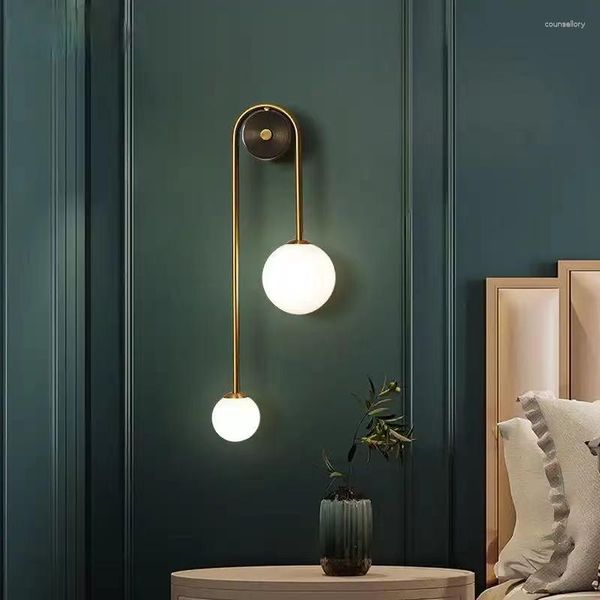 Lâmpadas de parede moderna lâmpada bola vidro abajur led ouro decoração casa sala estar quarto iluminação interior arandela nordic luminária luz