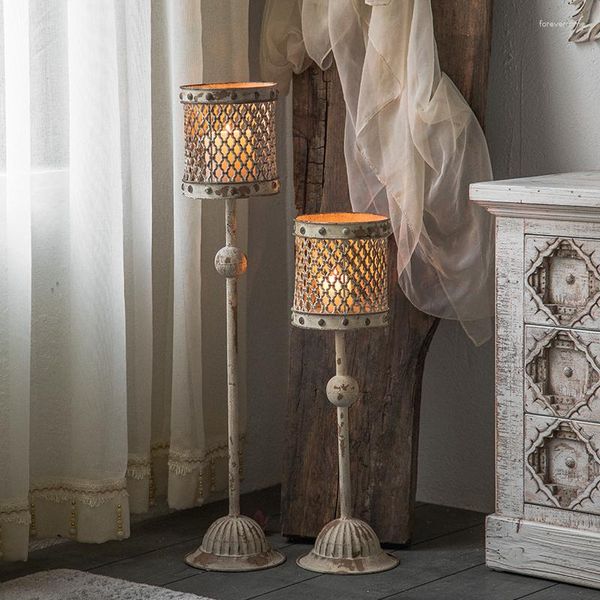 Castiçais altos suporte romântico europeu molde de ferro luxo casamento moderno lanterna candelabros para velas decoração para casa