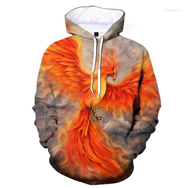 Erkek Hoodies 2023 Moda Ateşi Phoenixbird 3D Baskı ve Kadınlar Günlük Sweatshirts Kişiselleştirilmiş Külotlar