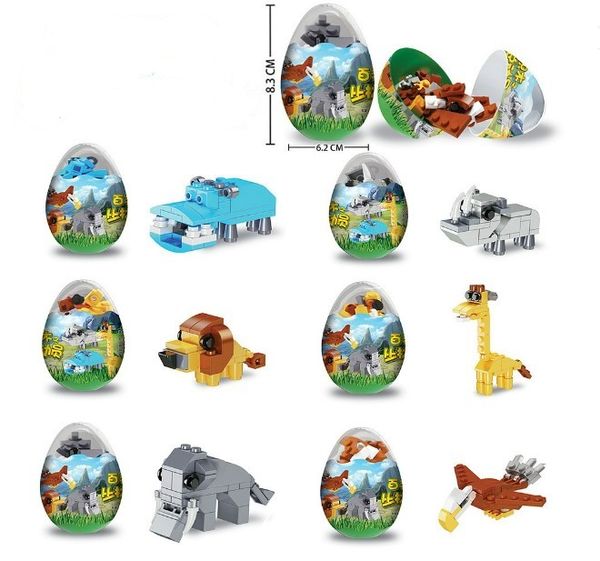 Bblock di uova di dinosauro personalizzati all'ingrosso Lepin Toys 9060 Mattoni Uova di Pasqua Costruisci mattoni 6 in 1 Fai da te Piccole particelle Dinosaur Figure Blocks Twist Egg Blind Box per bambini