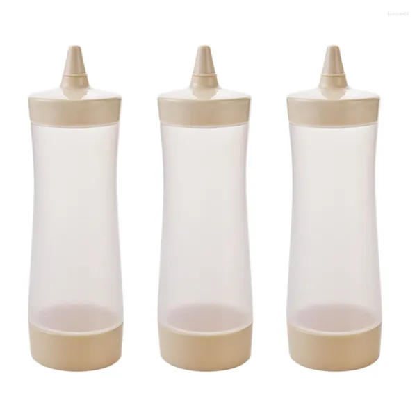 Conjuntos de louça 3 PCS Squeeze Bottle Molho Recipientes de plástico transparente Go Lids Salad Dressing