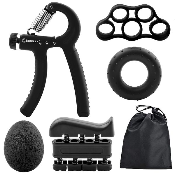 Apertos de mão 6 pc/set ginásio fitness ajustável conjunto de aperto de mão kit dedo antebraço força muscular recuperação mão pinça exercitador trainer 230826