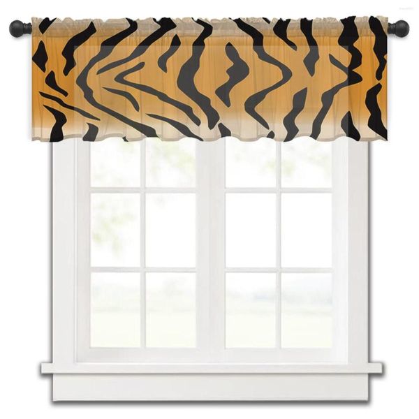Vorhang mit Tierhaut-Textur, Gelb, Küche, kleines Fenster, Tüll, durchsichtig, kurz, Schlafzimmer, Wohnzimmer, Heimdekoration, Voile-Vorhänge