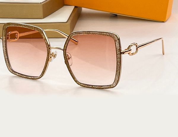 Металлические квадратные солнцезащитные очки обнаженные блеск Золотой розовый градиент женщины солнцезащитные очки летние солнцезащитные