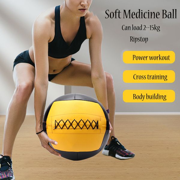 Bolas de fitness fitness bola de medicina macia bola de parede para treino de força cross training exercício de corpo inteiro pu couro ripstop durável 2-15kg 230826