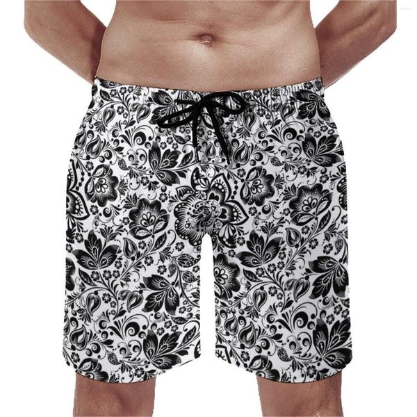 Pantaloncini da uomo Summer Board Barocco floreale Surf Design con stampa floreale retrò Pantaloni corti da spiaggia Divertenti costumi da bagno ad asciugatura rapida Taglie forti