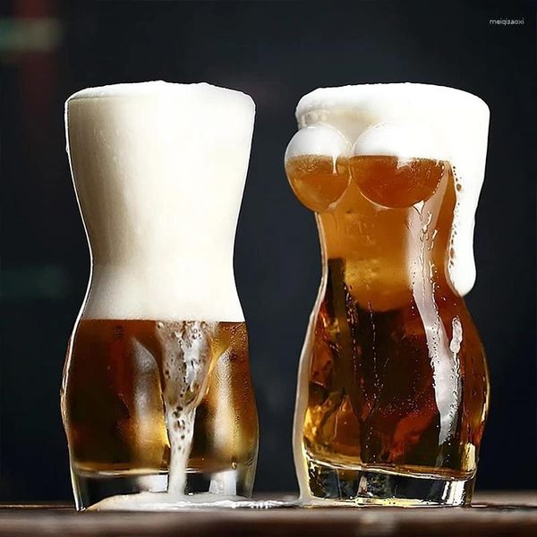 Şarap bardakları şeffaf seksi vücut şekli bira cam fincan benzersiz bayan erkekler insan viski votka s kupa bar için 60/400ml