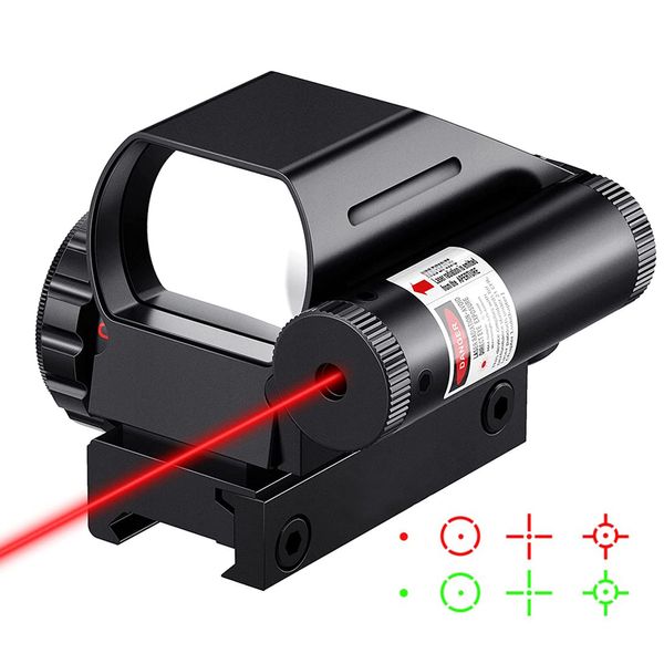 Reflexo tático vista riflescope vermelho verde laser escopo 4 retículo projetado ponto vista óptica de caça para 20mm ferroviário