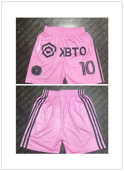 Shorts de futebol Miami #10 Rosa Running Roupas esportivas com bolsos com zíper Tamanho S-XXL Mix Match Order Costurado de alta qualidade