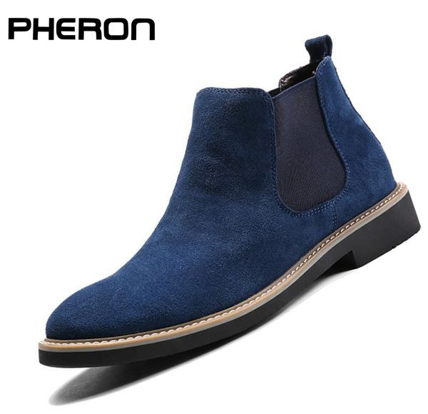 Botas sapatos casuais homem primavera moda homens tornozelo chelsea sapatos masculinos vaca camurça couro deslizamento na motocicleta homem bota 230826