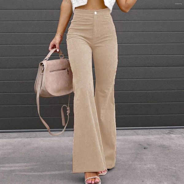 Calças femininas skinny preto veludo flare todas as estações mulheres botão sólido bolso loungewear slim fit senhoras streetwear