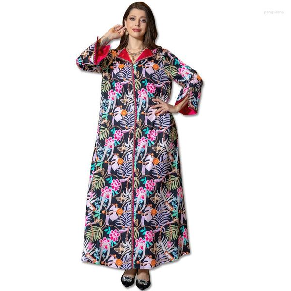 Roupas étnicas Jalabiya Muçulmano Oriente Médio Mulheres Abaya Robe Impressão Cristais Luxo Mulheres Vestido de Noite Dubai Vestidos de Festa Vestidos