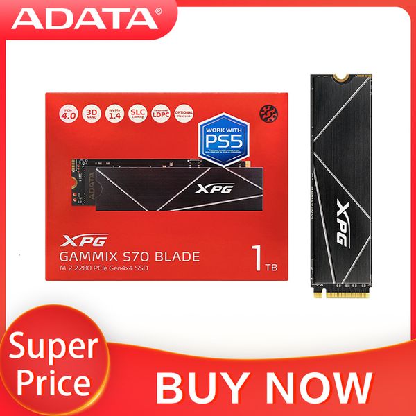 Sabit Sürücüler Orijinal Adata XPG Gammix S70 Blade SSD 1TB 2TB Dahili Katı Hal Disk Sabit Sürücü M.2 2280 PCLE Dizüstü bilgisayar masaüstü 230826 için Gen4x4 SSD