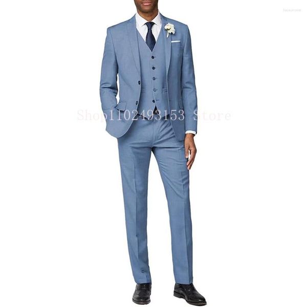 Herrenanzüge, maßgeschneidert, für Herren, schmale Passform, 3-teilig, formell, elegant, geschäftlich, für Trauzeugen, Hochzeitskleider (Blazer, Weste, Hose), Terno Masculino