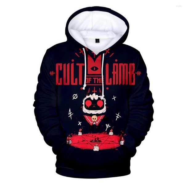 Felpe con cappuccio da uomo Cult Of The Lamb 3D Game Cool Felpa con cappuccio Streetwear Donna Uomo Bambini Inverno 2023 Pullover