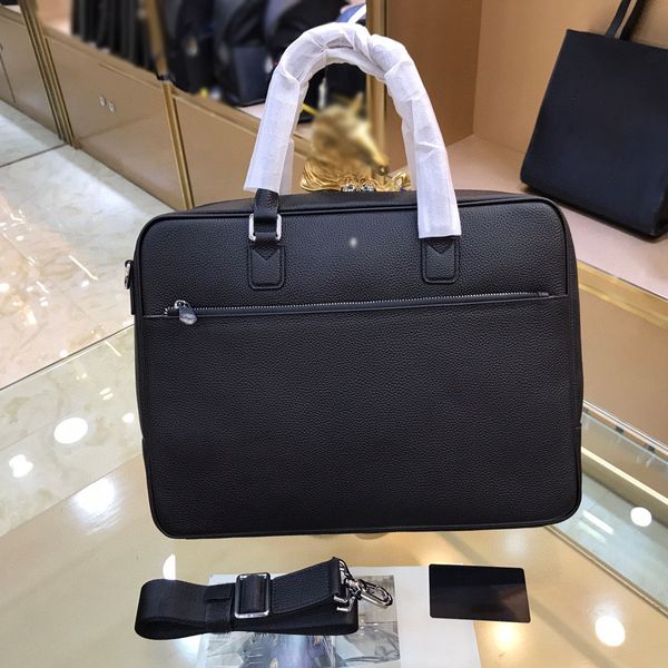 Berühmte Designer-Herren reines Leder schwarzes einfaches Gewebe Aktentasche Laptop Bag Business Office Bag Cross-Body-Tasche Reisetasche Schulterbeutel Handtasche Handtasche
