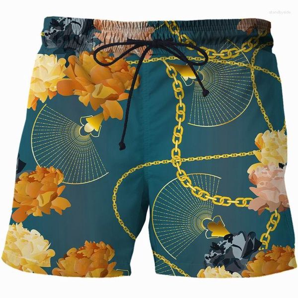 Shorts masculinos moda homens sumptuoso engraçado 3d ferro corrente impressão homens / mulheres streetwear estilo harajuku roupas de verão tops